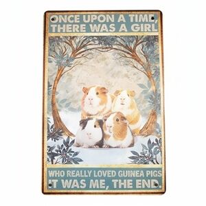 Vintage Style Guinea Pig Metal Sign - "Once Upon a Time..." Wall Decor (8x12)
